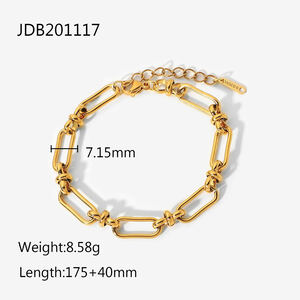 Classic Chain Stainless Steel Waterproof Gold Color Zircon Women's Cuff Bracelets h5