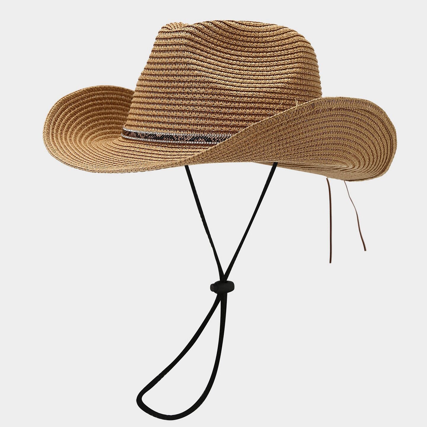 Vacation Serpentine Pattern Crystal Women's Straw Hats