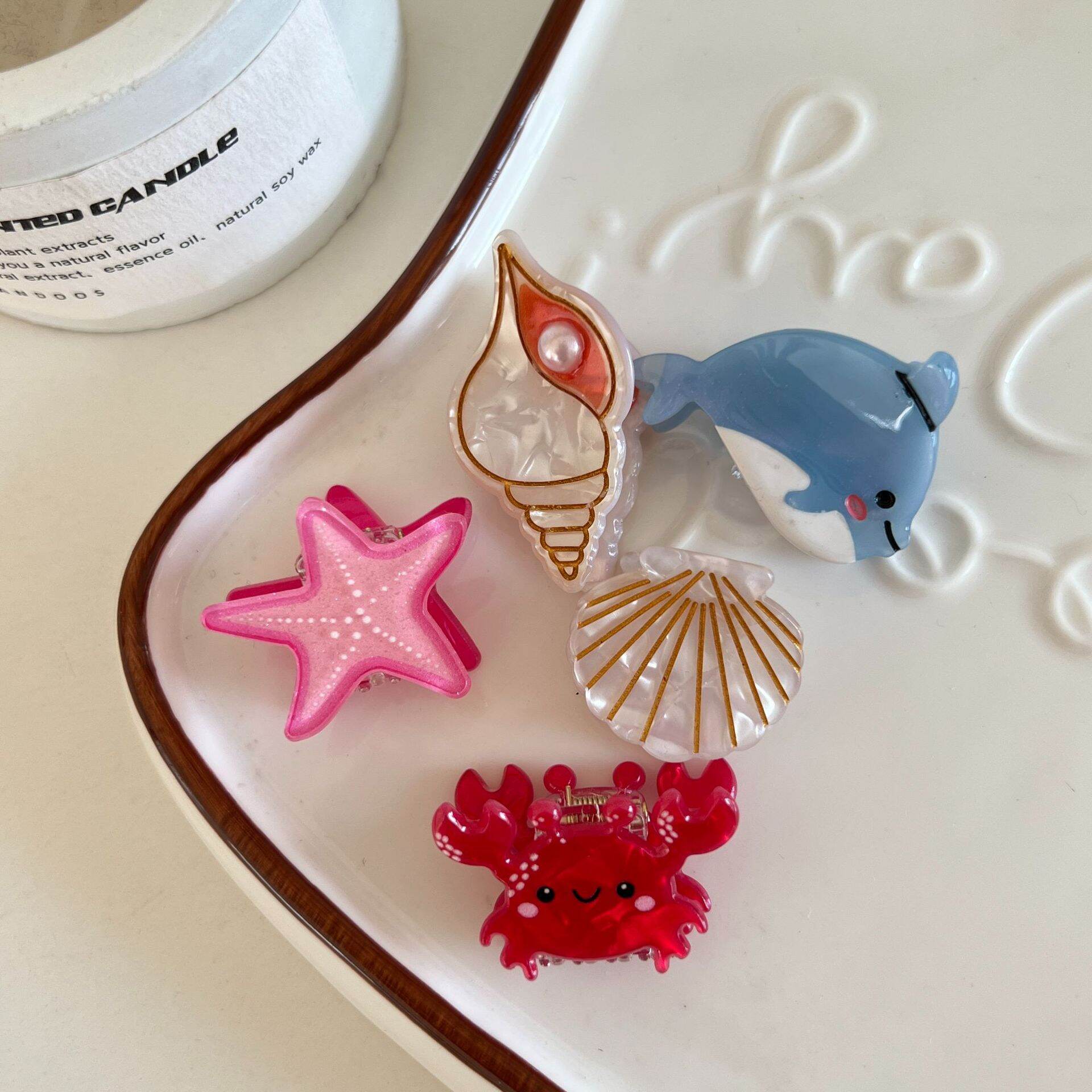 Romantic Series Cute Oceanic Style Shell Fish Starfish Acrylic Women's Hair Claws Picture3