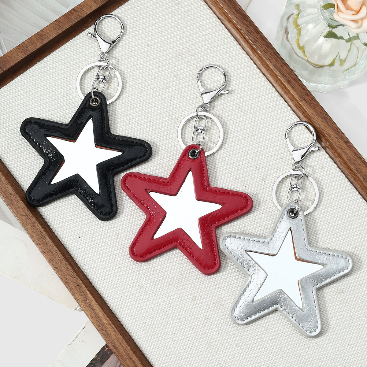 Causal Solid Color Star Leather Bag Charms Picture3