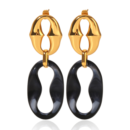 Orecchini pendenti da donna in stile retrò, in acciaio inossidabile, impermeabili, color oro.