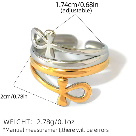Mixed Gold and Silver Colors Irregular Shape Stainless Steel Waterproof Gold Color Statement Rings