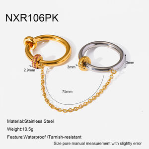 Simple Series Casual Chain Circle Stainless Steel Waterproof Gold Color Zircon Statement Rings h5