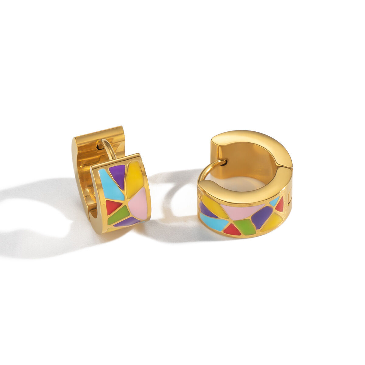 Retro Daily Circle Stainless Steel Waterproof   Gold Color  Women's Hoop Earrings Picture5