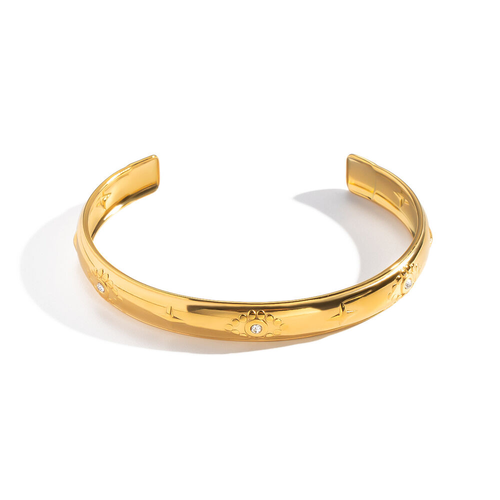 Luxuriöse, runde, wasserdichte Armreifen aus Edelstahl in Goldfarbe für Damen h5Bild5