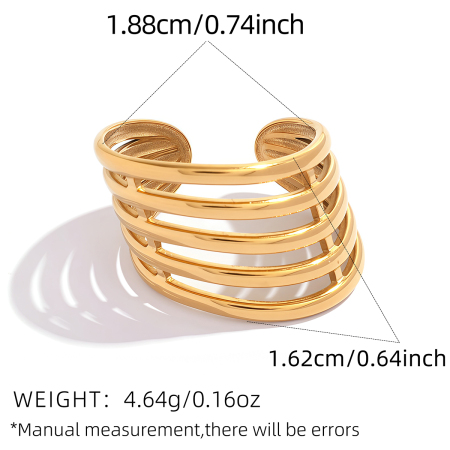 Simple Series Daily Irregular Shape Lines Stainless Steel Waterproof Gold Color Statement Rings