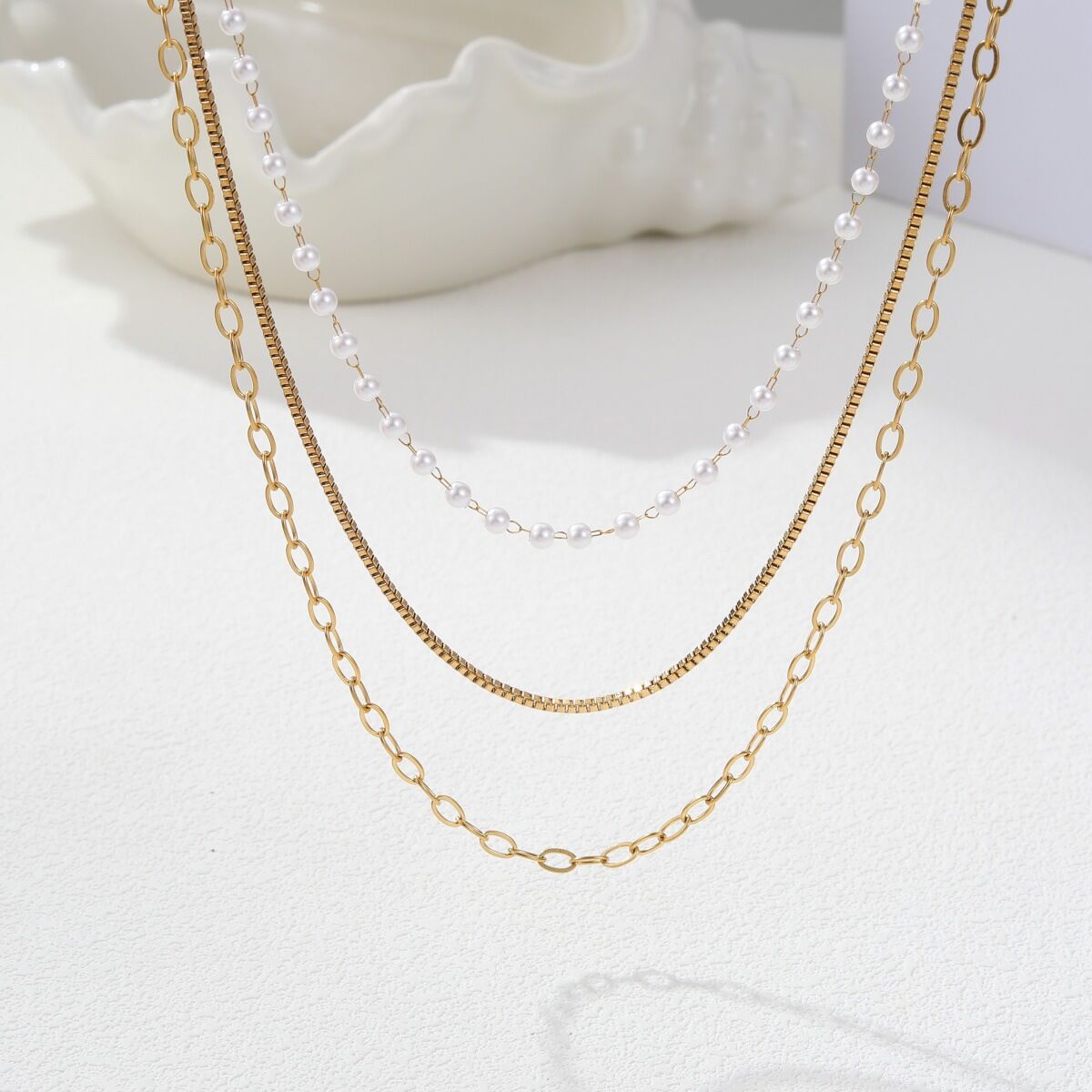 Romantische serie Dagelijkse Onregelmatige Vorm Ketting Roestvrij Staal Waterdicht Goudkleurig Damesketting h5Afbeelding4