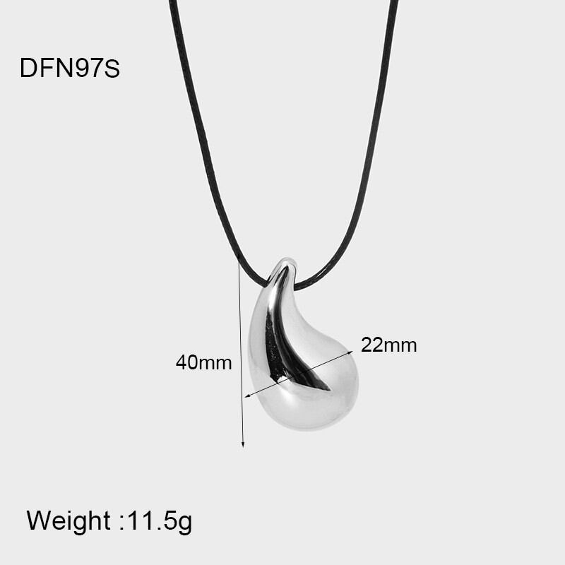 Daily Droplet Heart Stainless Steel Waterproof Gold Color Women's Pendant Rope Necklaces h5 
