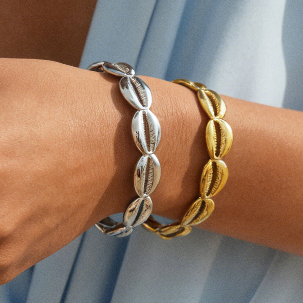 Creative Design Shell Stainless Steel Waterproof Gold Color Women's Bangles Picture3