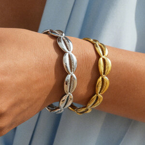 Creative Design Shell Stainless Steel Waterproof Gold Color Women's Bangles h5 Picture3