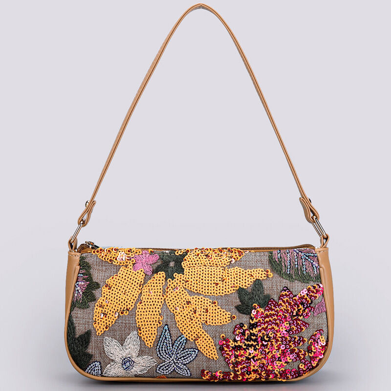 Luxuriöse, perlenbestickte Schultertaschen für Damen mit Blumenmuster h5 
