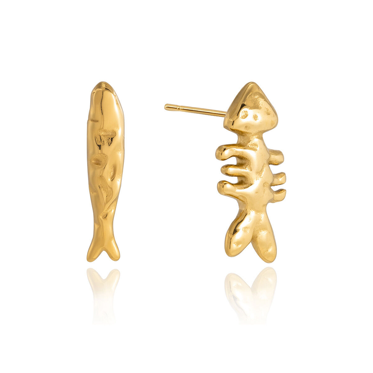 Fischförmige, wasserdichte Ohrstecker aus Edelstahl in Goldfarbe für Damen Bild4