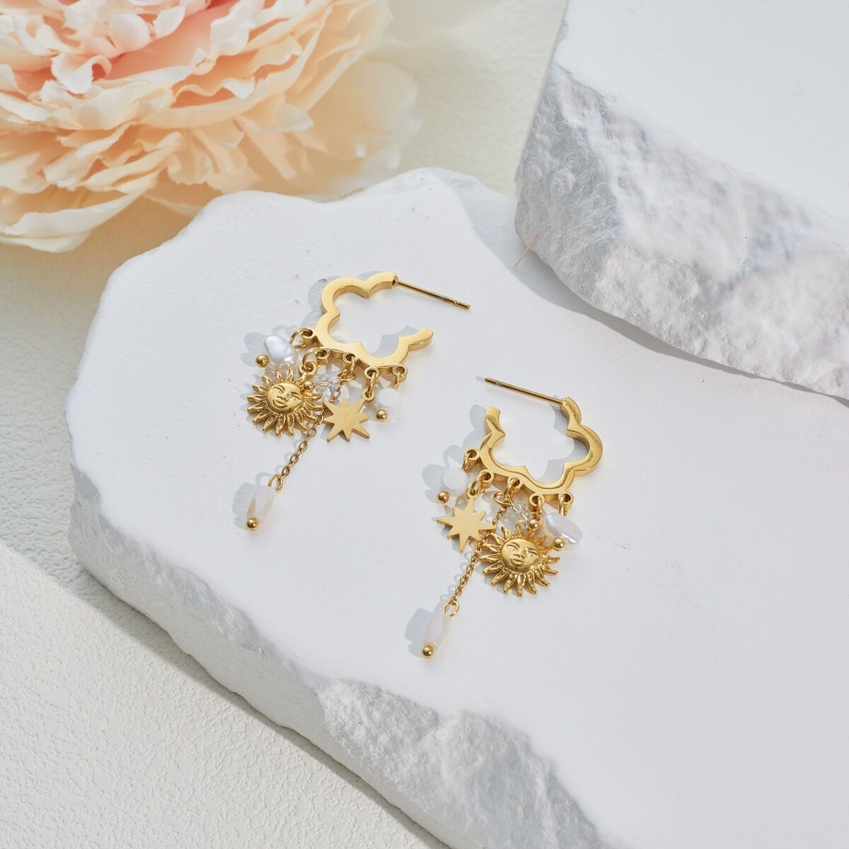 Simple Series Daily Sun Stainless Steel Waterproof Gold Color Women's Jewelry Sets h5 Picture4