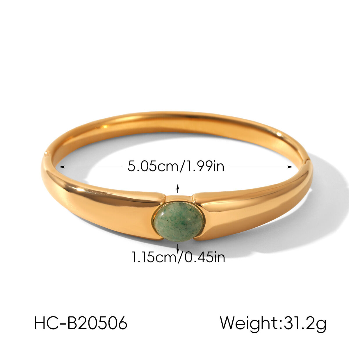 Stainless Steel Waterproof Gold Color Natural Stone Women's Bangles Picture2