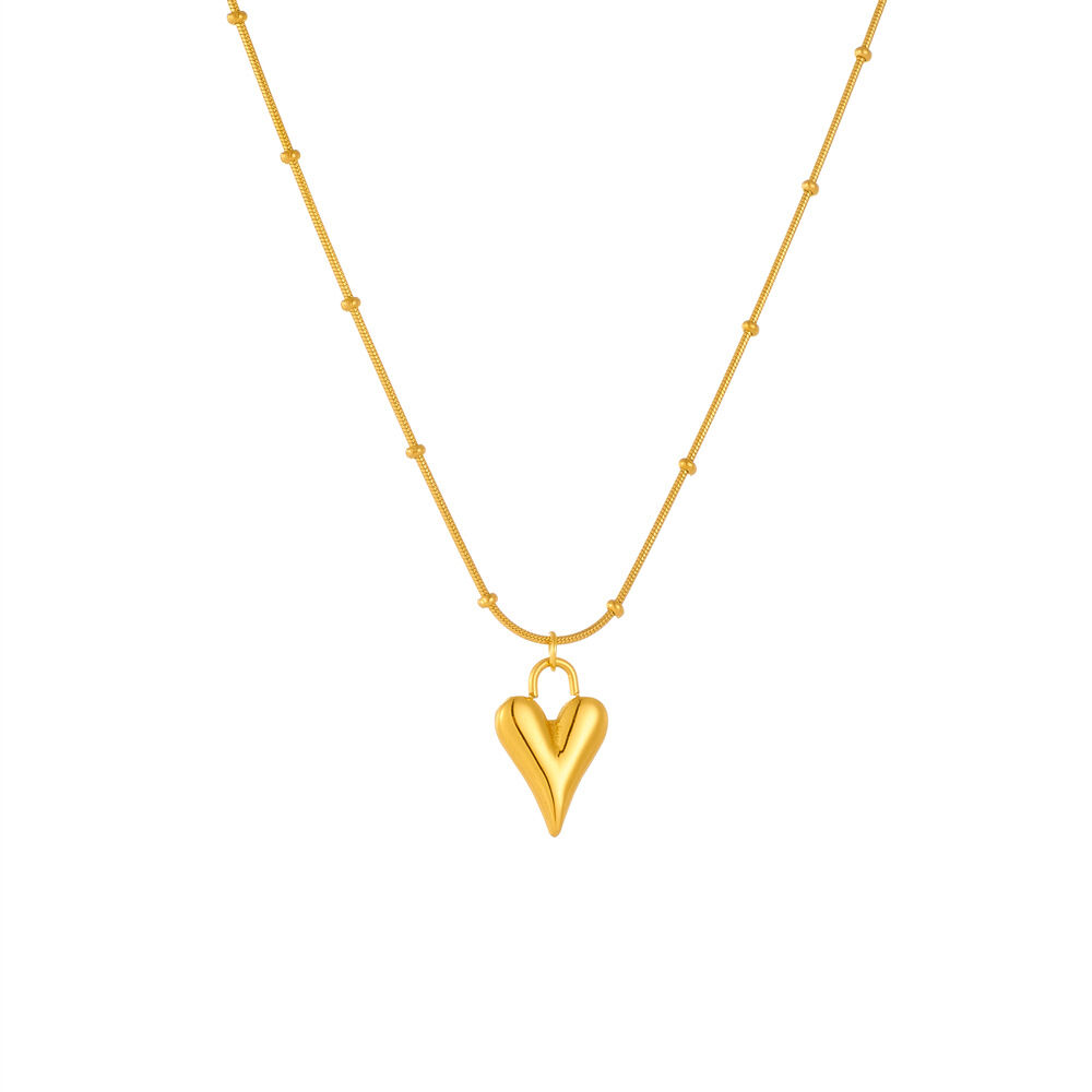 Simple Series Elegant Heart Stainless Steel Waterproof   Gold Color  Women's Jewelry Sets Picture2