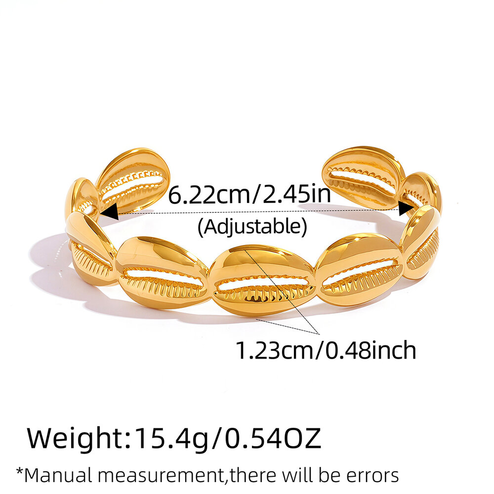 Creative Design Shell Stainless Steel Waterproof Gold Color Women's Bangles