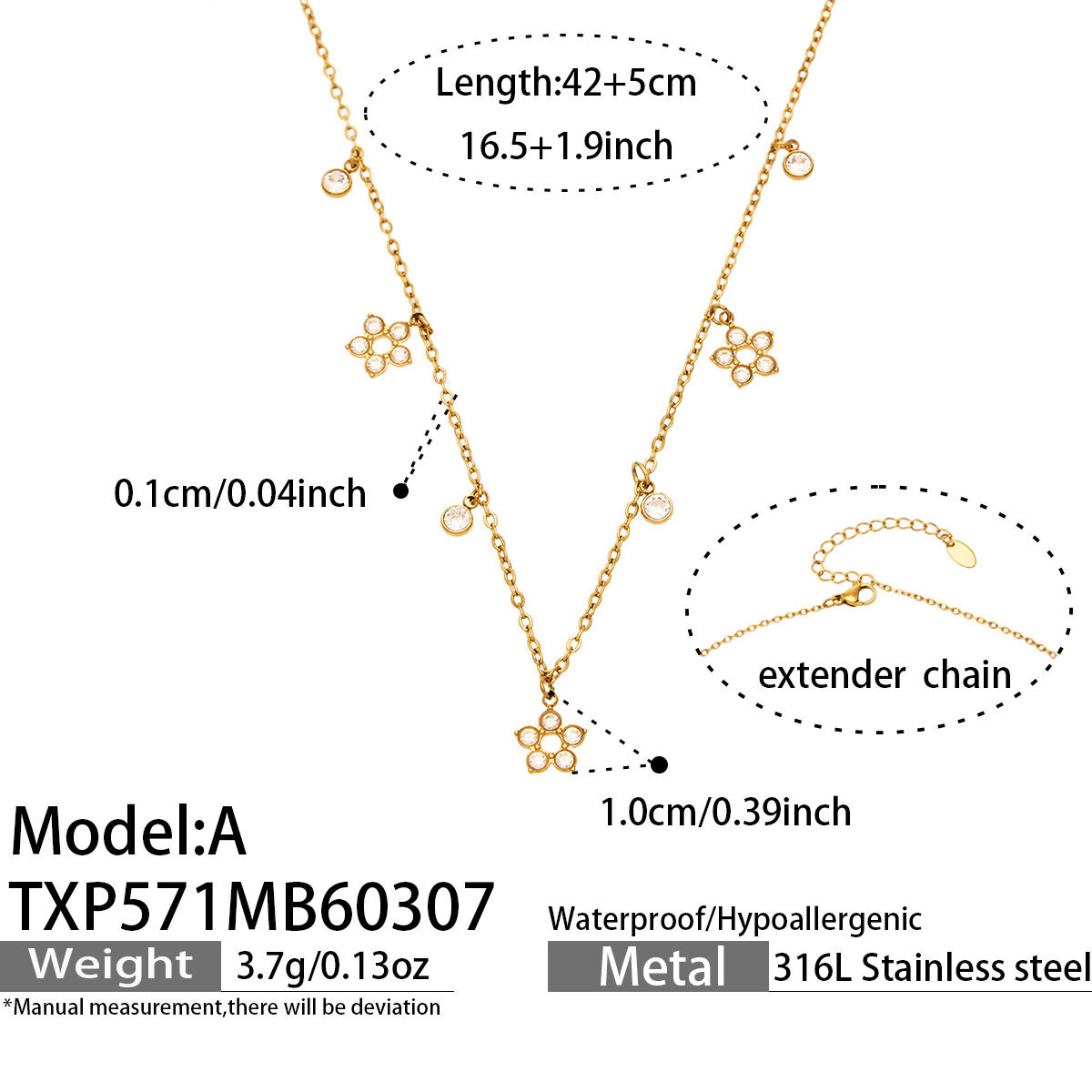 Luxurious Stainless Steel Gold Color Zircon Women's Pendant Necklaces Picture2