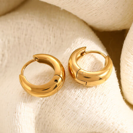 Eenvoudige, waterdichte oorringen van roestvrij staal met gouden zirkonia voor dames. 2