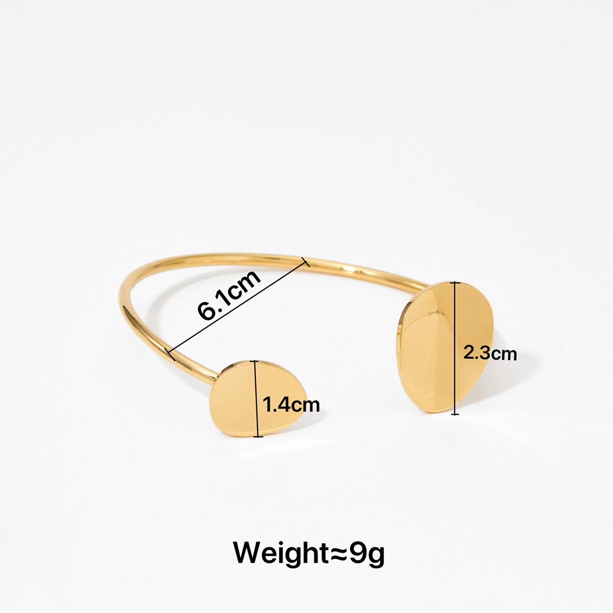 Simple Irregular Shape Stainless Steel Waterproof Gold Color Women's Cuff Bracelets Picture2
