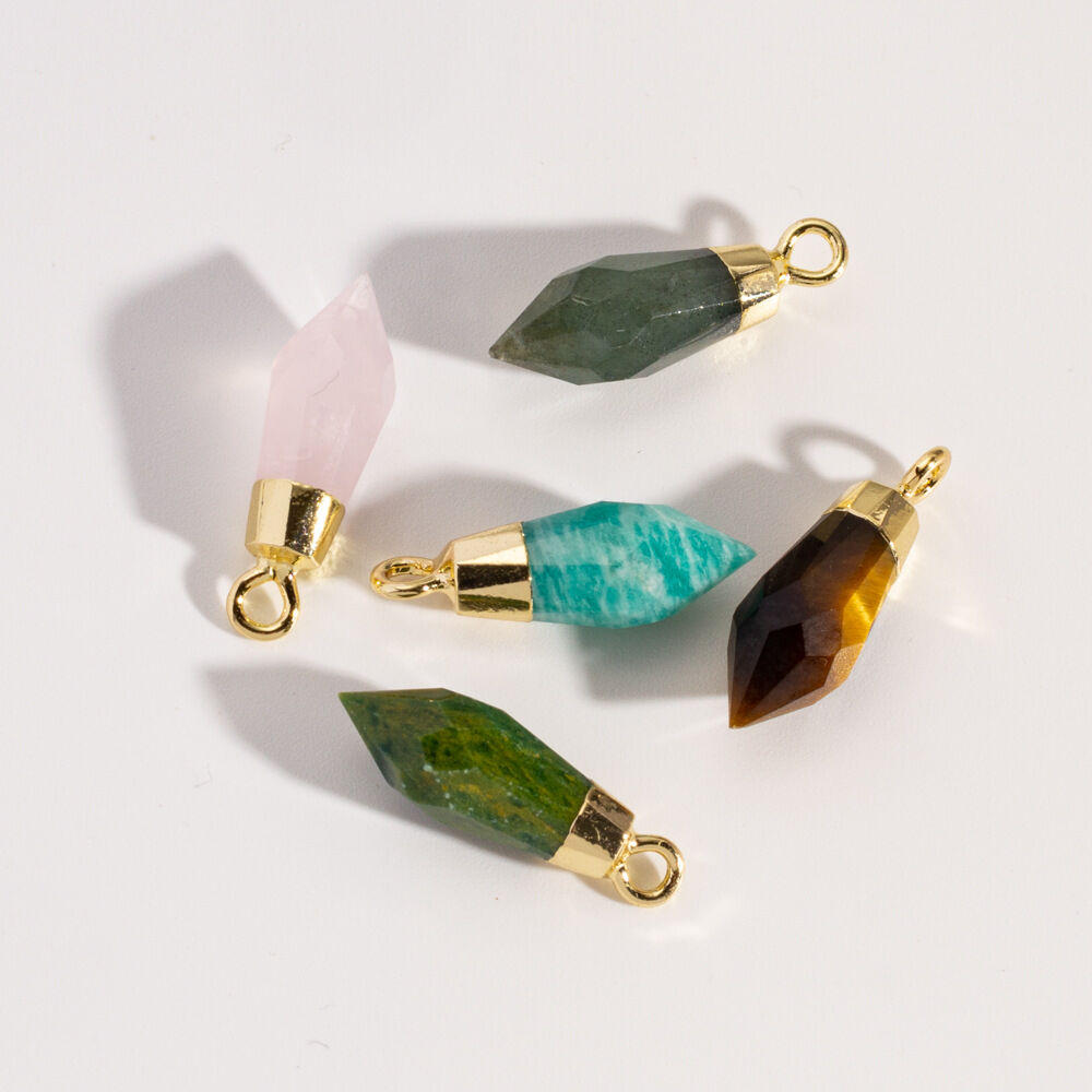 Pendentifs pour femmes en pierre naturelle couleur or, forme irrégulière rétro, dégradé de couleurs. Image3