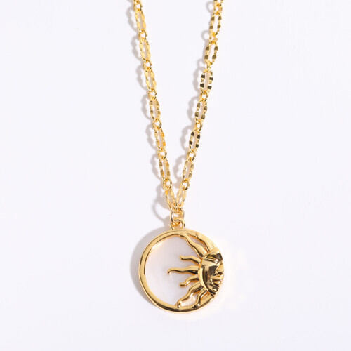 Classic Series Retro Sun Moon Stainless Steel Waterproof   Gold Color  Women's Pendant Necklaces h5 