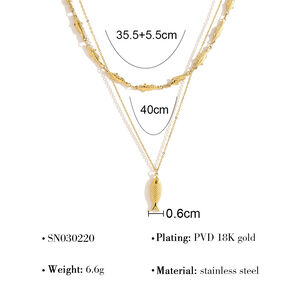 Fish Shape Stainless Steel Waterproof Gold Color Women's Layered Necklaces h5