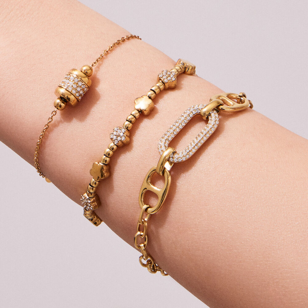 Heart Beads Stainless Steel Gold Color Women's Charm Bracelets h5Picture5