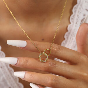 Simple Heart Circle Stainless SteelWaterproof Gold Color Rhinestone Women's Pendant Necklaces h5 Picture3
