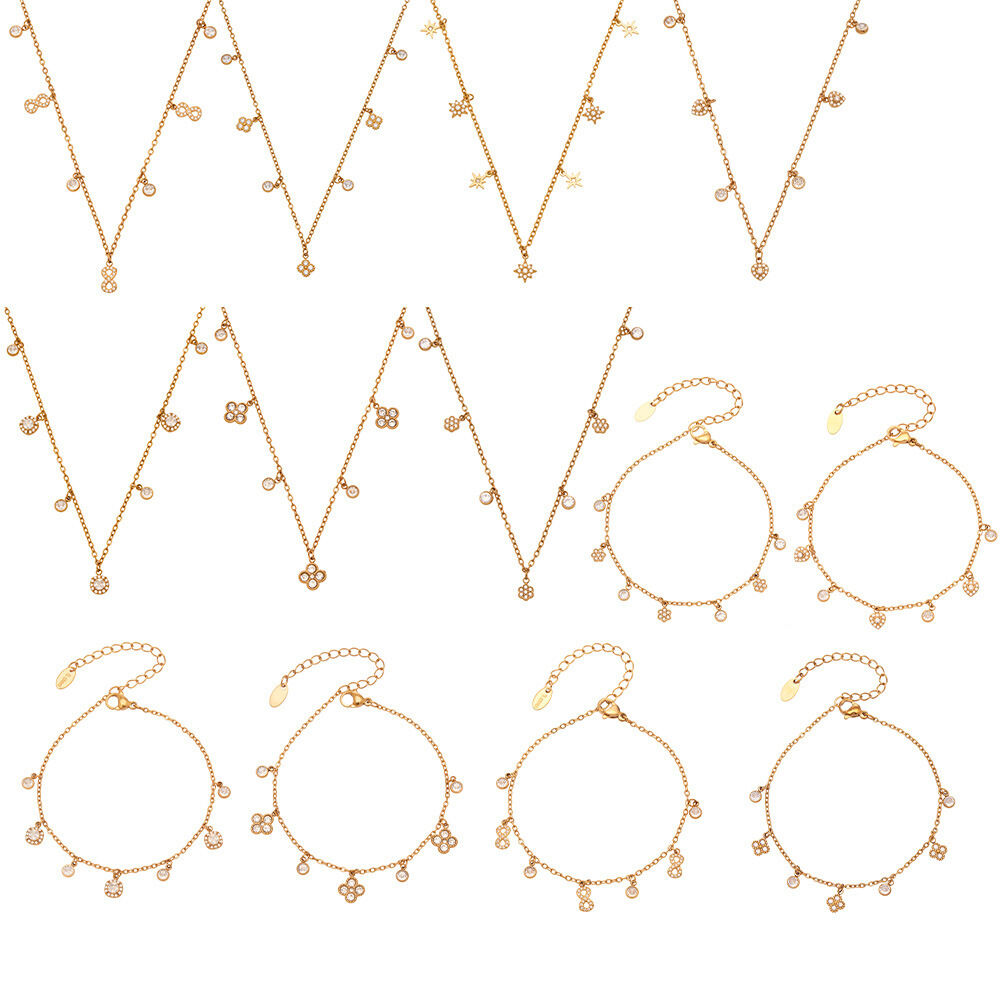 Flower Number8 Stainless Steel Waterproof Gold Color Women's Pendant Necklaces h5Picture5