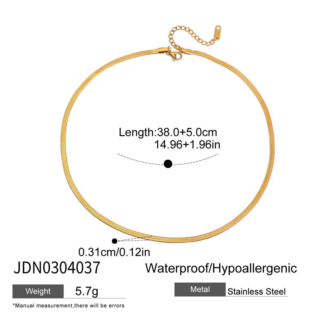 Simple Lines Stainless Steel Waterproof Gold Color Zircon Women's Pendant Necklaces 