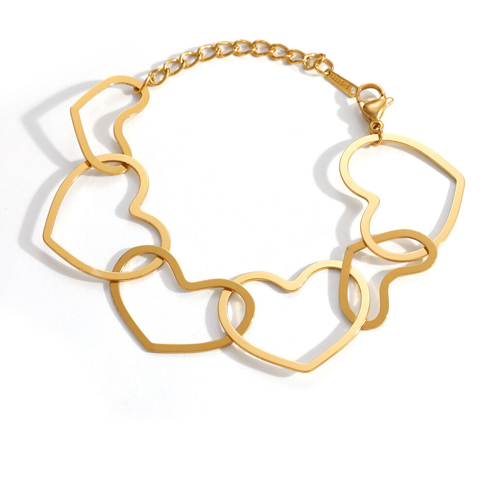Sweet Heart Chain Stainless Steel Waterproof   Gold Color  Zircon Women's Chain Bracelets h5 Picture5