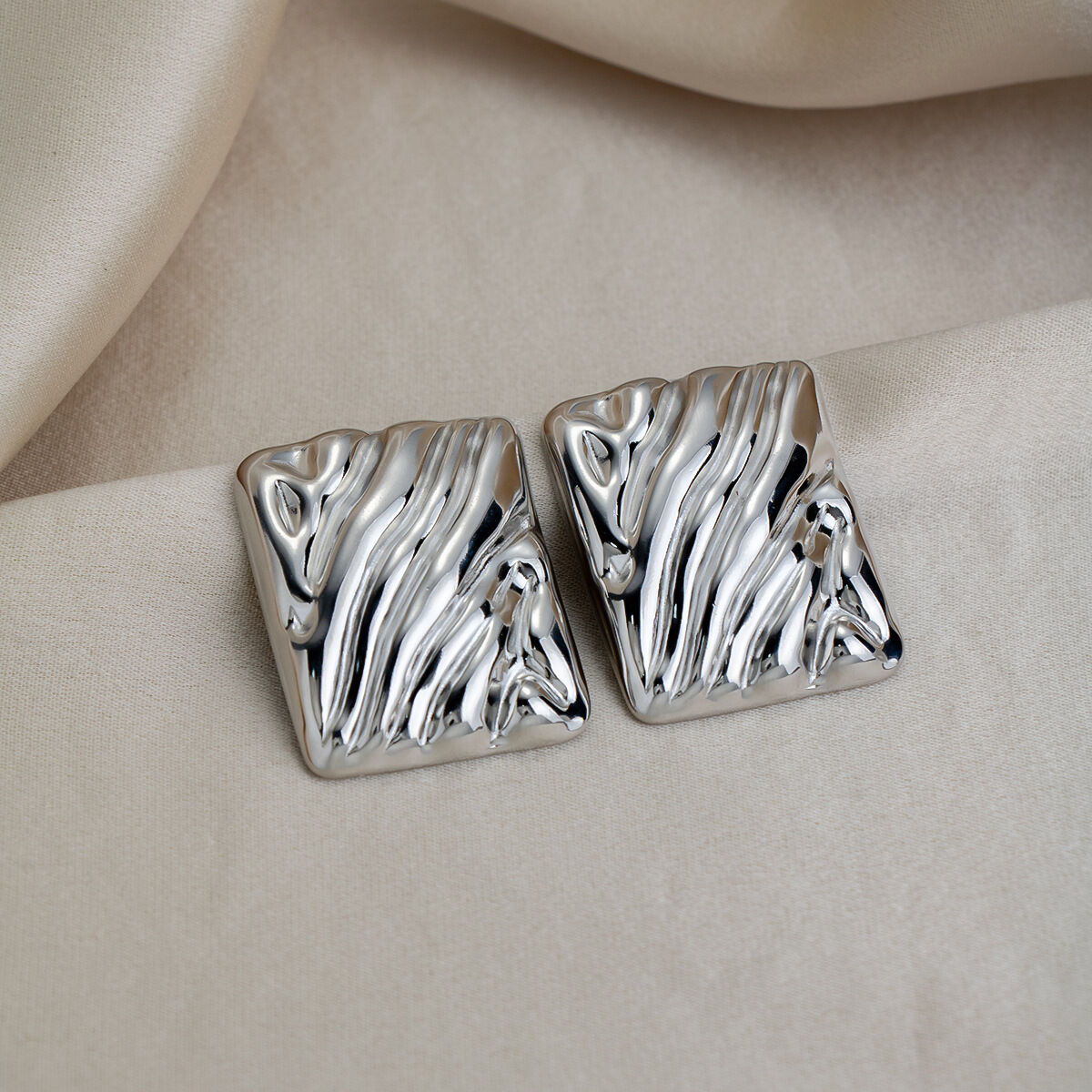Simple Series Daily Rectangle Stainless Steel Waterproof Gold Color Women's Stud Earrings Picture4