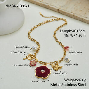 Retro Velvet Flower Butterfly Stainless Steel Waterproof Gold Color Women's Chain Necklaces h5