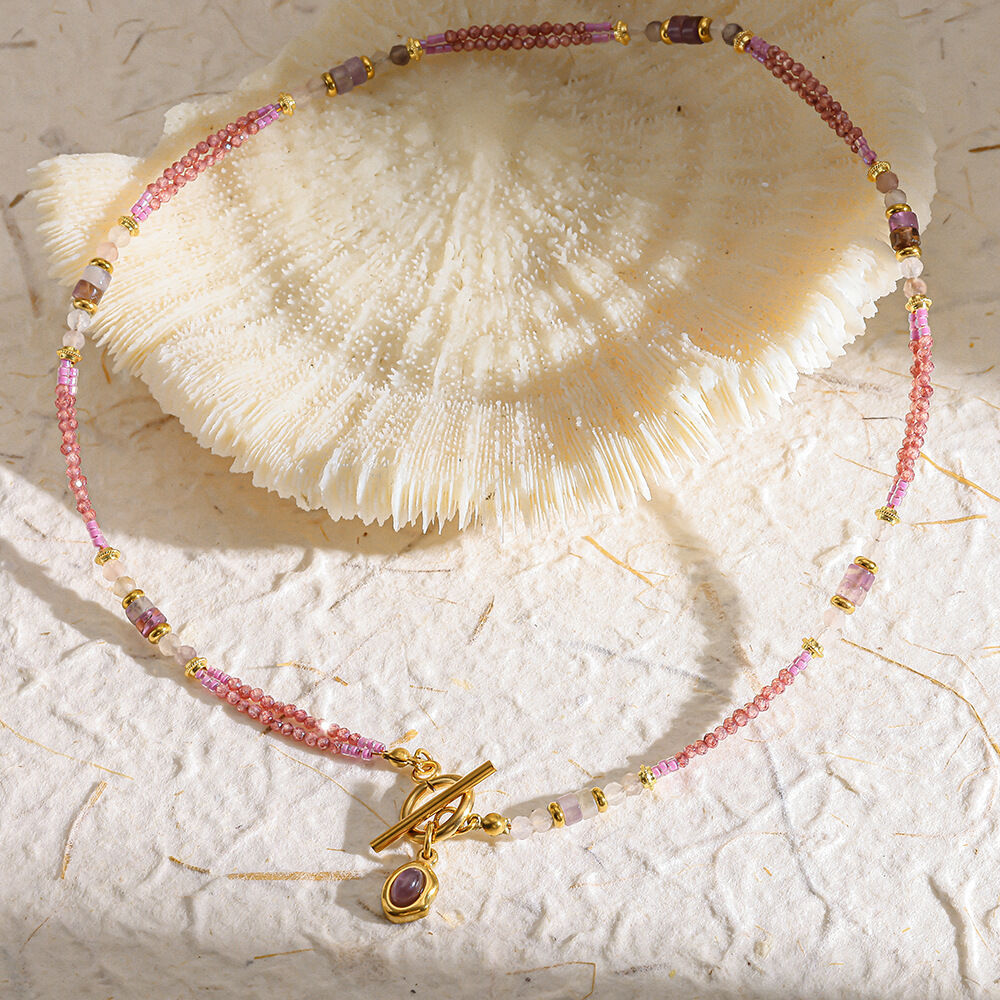 Bohemian Tassel Beads Natural Stones Gold Color Women's Beaded Necklaces h5 Picture4