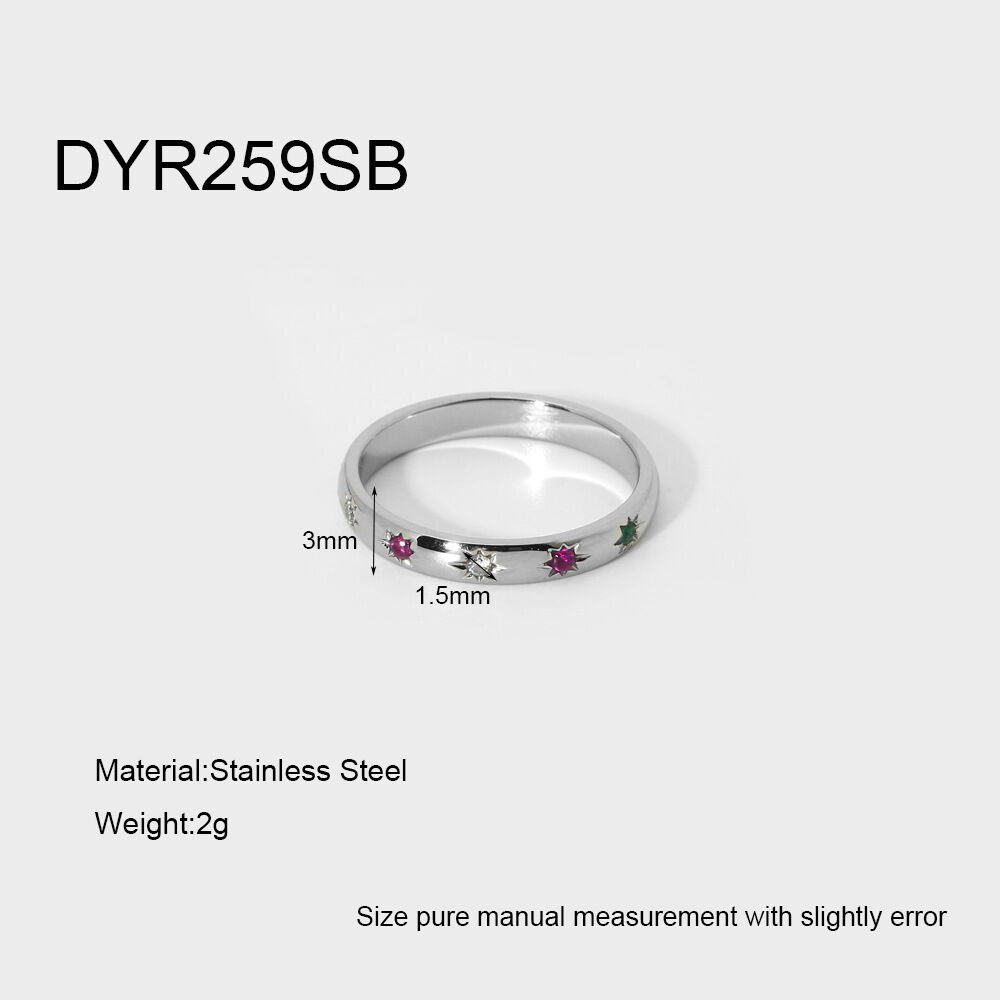 Schlichter, täglicher Sternkreis-Statement-Ring aus Edelstahl, wasserdicht, goldfarben, mit Zirkonia 