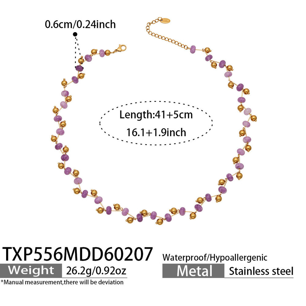 Daily Natural Stone Beads Stainless Steel Gold Color Women's Chain Necklaces