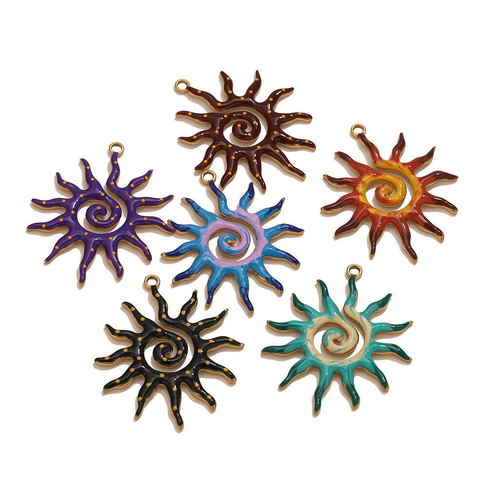 Classic Series Diy Sun Stainless Steel Waterproof Gold Color Women's Pendants h5 Picture4