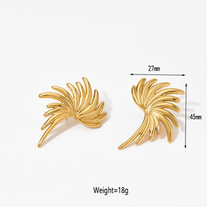 Schlichte Punk-Ohrstecker in Flügelform aus wasserfestem Edelstahl in Goldfarbe für Damen h5 Bild2
