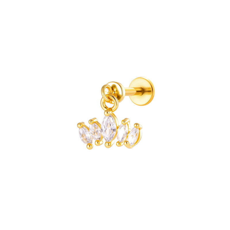 Leaf Cherry Copper Gold Color Zircon Women's Piercing Earrings h5 