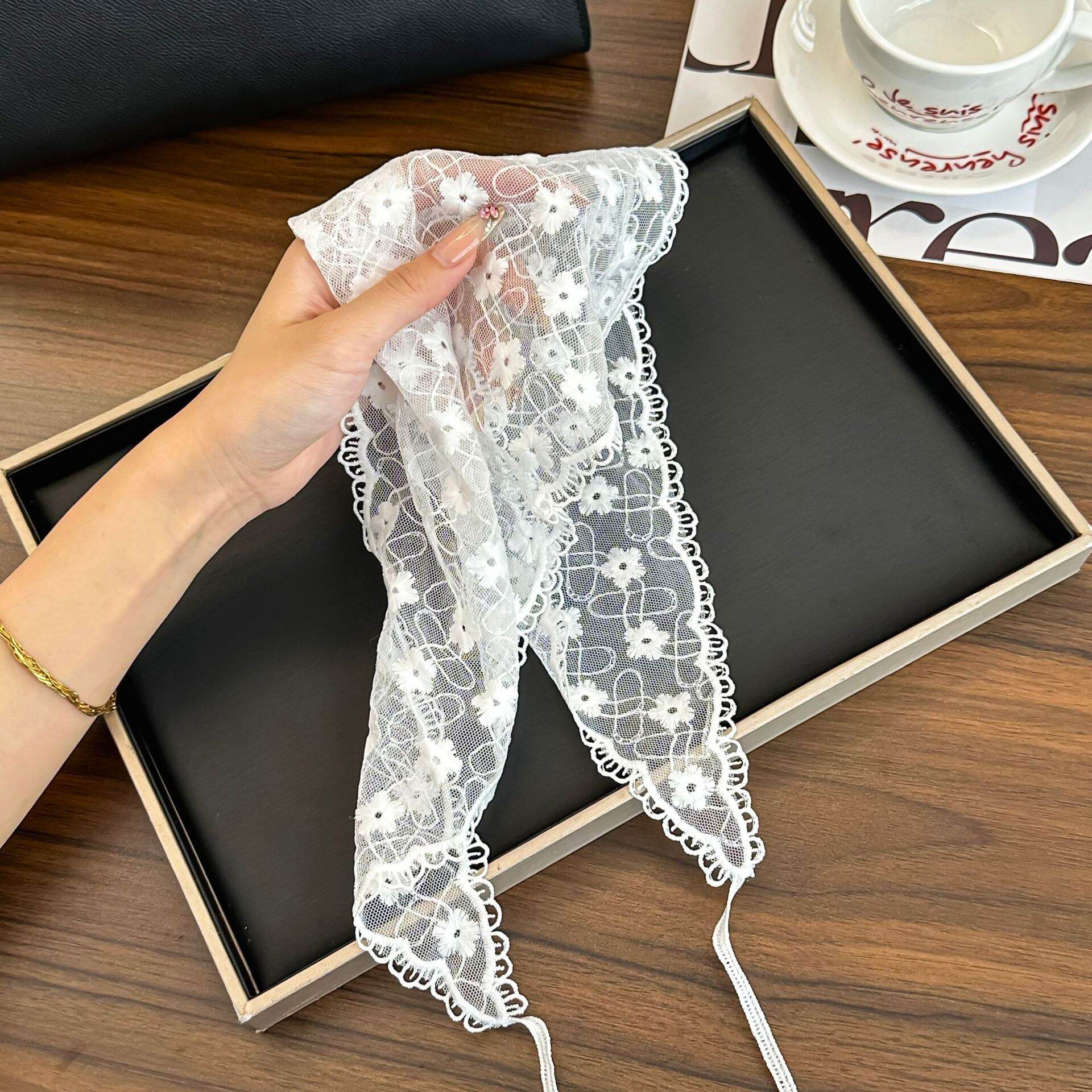 Romantic Series Diy Solid Color Lace Women's Summer Scarves h5Picture4