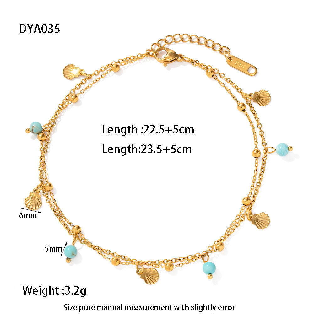 Simple Series Bohemian Circle Stainless Steel Waterproof Gold Color Anklets
