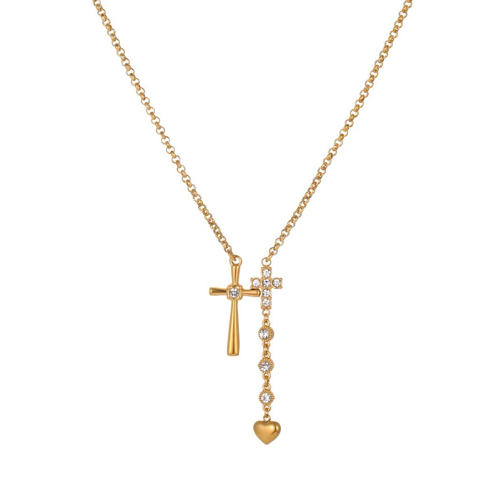 Simple Series Daily Cross Chain Stainless Steel Waterproof Gold Color Women's Chain Necklaces Picture5