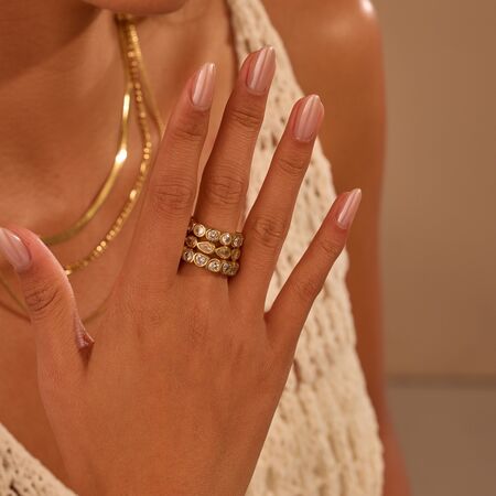 Luxury Daily Irregular Shape Stainless Steel Waterproof Gold Color Statement Rings