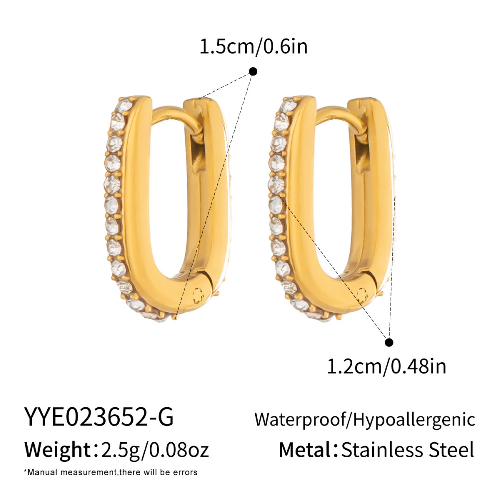 Orecchini A Cerchio Da Donna Di Lusso, Impermeabili, In Acciaio Inossidabile Color Oro, Perfetti Per L'Uso Quotidiano. Immagine2