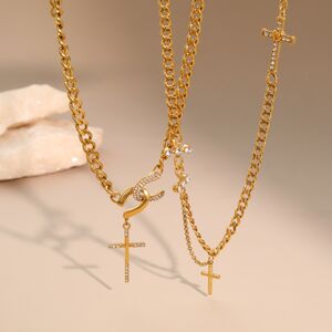 Simple Series Daily Cross Chain Edelstahl Wasserdichte Damenkette h5 Bild3