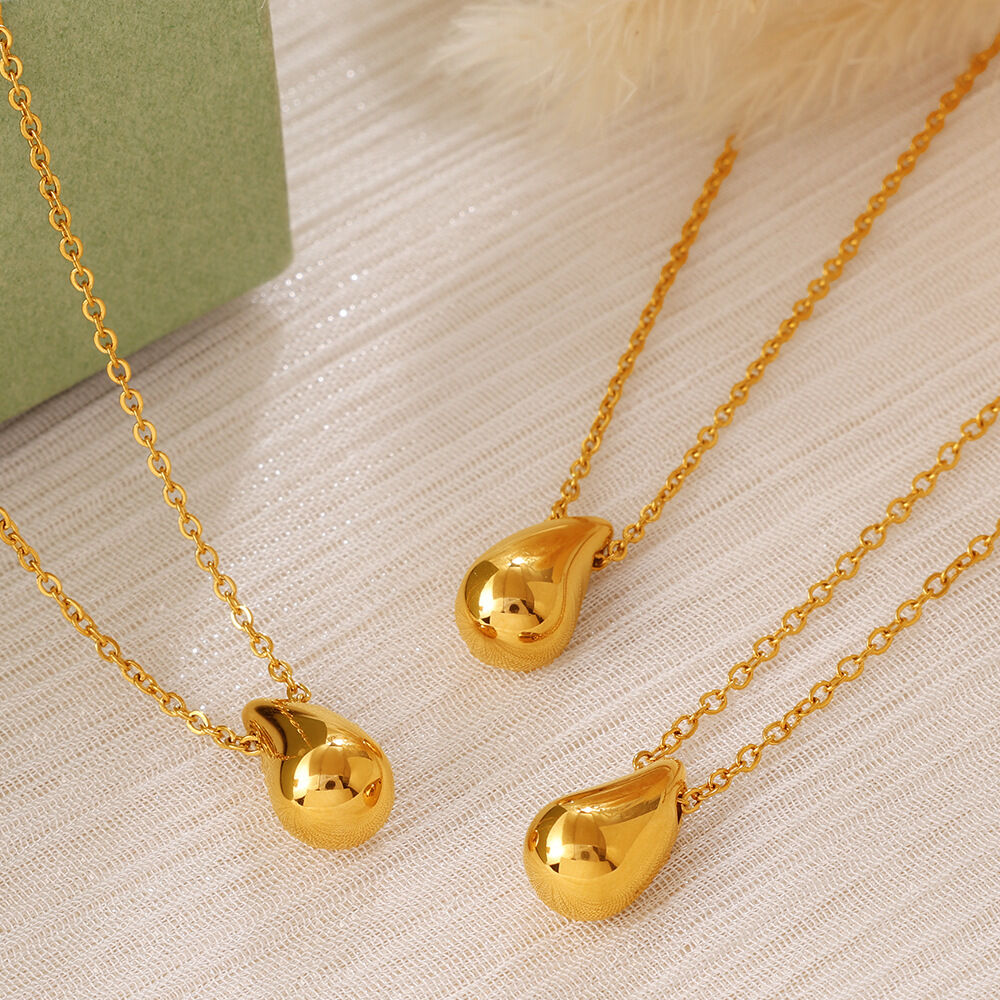 Simple Series Daily Droplet Fish Stainless Steel Waterproof   Gold Color  Women's Pendant Necklaces Picture3