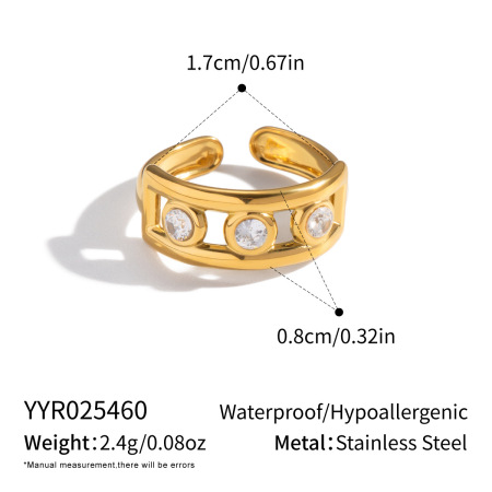 Minimalistische Ringe aus der Simple Series Daily Lines, Edelstahl, wasserdicht, goldfarben, mit Zirkonia