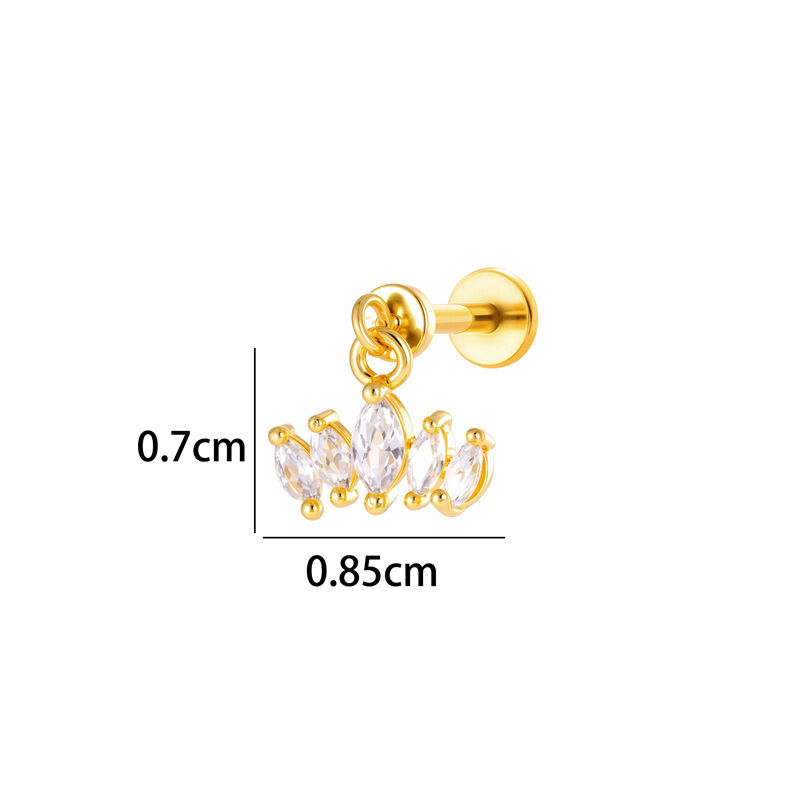 Leaf Cherry Copper Gold Color Zircon Women's Piercing Earrings h5 Picture2