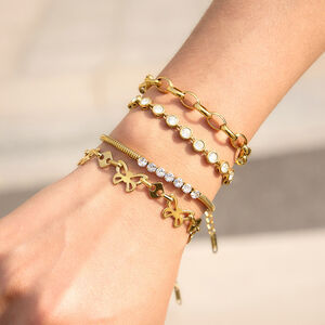Luxurious Simple Chain Butterfly Stainless Steel Waterproof Gold Color Zircon Women's Chain Bracelets h5 Picture2