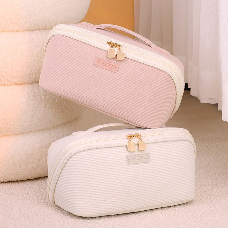 Simple Solid Color Corduroy Women's Makeup Bags
